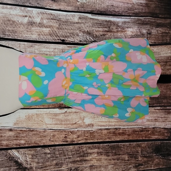 Lilly Pulitzer Size 6 Richelle Shorely Blue Mojo Strapless Tie Back Dress - Picture 3 of 8